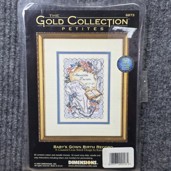 Vintage Dimensions Gold Petites Cross Stitch Kit Babys Gown Birth Record 6873 - Picture 1 of 4